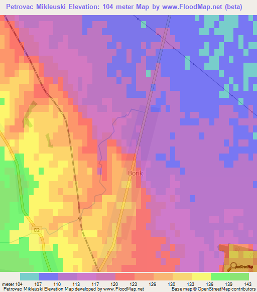 Petrovac Mikleuski,Croatia Elevation Map