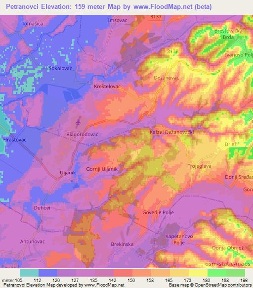 Petranovci,Croatia Elevation Map