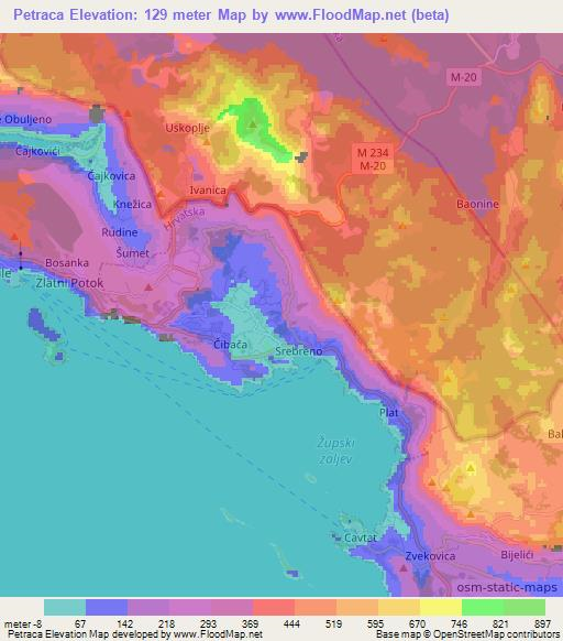 Petraca,Croatia Elevation Map