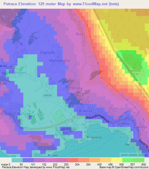 Petraca,Croatia Elevation Map