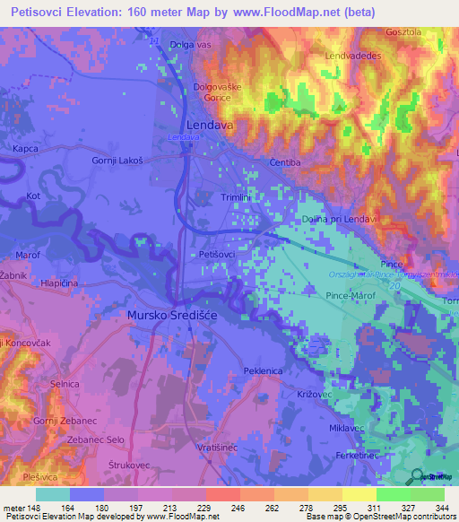 Petisovci,Slovenia Elevation Map