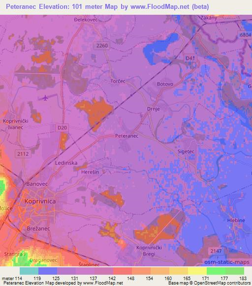 Peteranec,Croatia Elevation Map