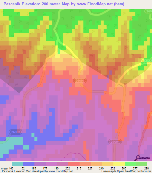 Pescenik,Croatia Elevation Map