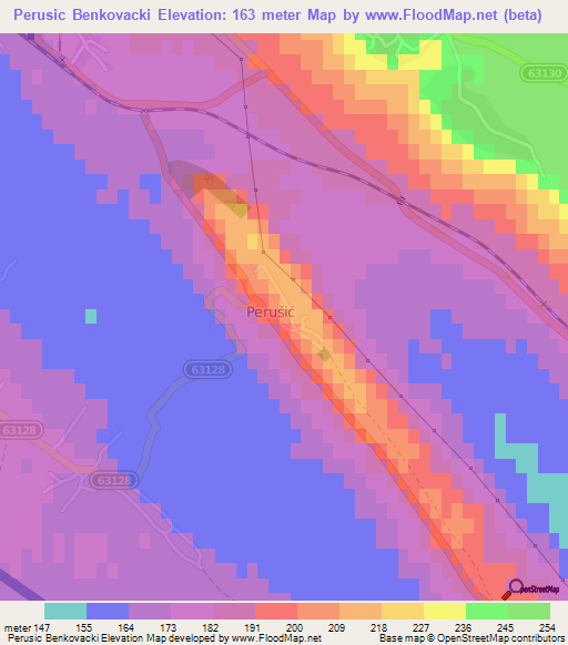 Perusic Benkovacki,Croatia Elevation Map