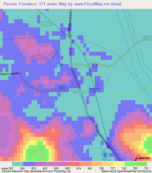 Perusic,Croatia Elevation Map