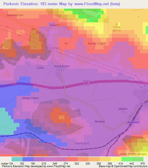 Perkovic,Croatia Elevation Map