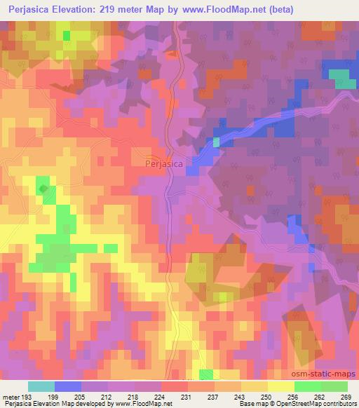 Perjasica,Croatia Elevation Map