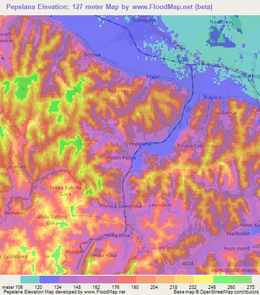 Pepelana,Croatia Elevation Map