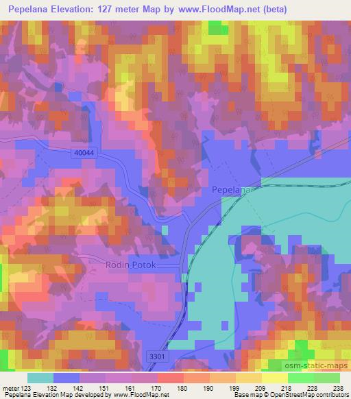 Pepelana,Croatia Elevation Map