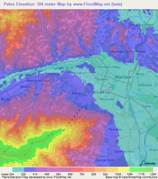 Pekre,Slovenia Elevation Map