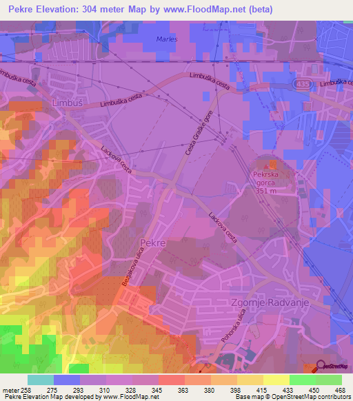 Pekre,Slovenia Elevation Map