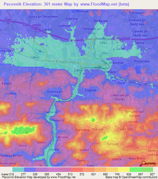 Pecovnik,Slovenia Elevation Map