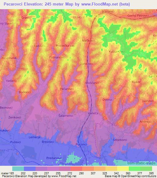 Pecarovci,Slovenia Elevation Map