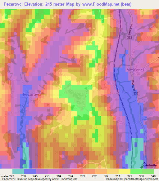 Pecarovci,Slovenia Elevation Map