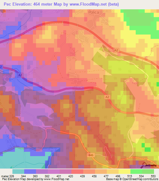 Pec,Slovenia Elevation Map