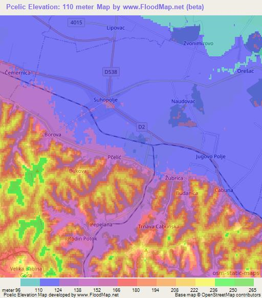 Pcelic,Croatia Elevation Map