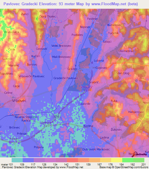 Pavlovec Gradecki,Croatia Elevation Map