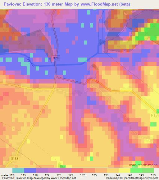 Pavlovac,Croatia Elevation Map