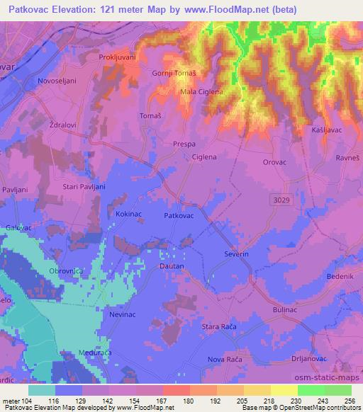 Patkovac,Croatia Elevation Map