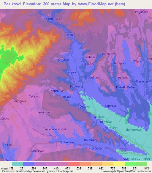 Pasikovci,Croatia Elevation Map