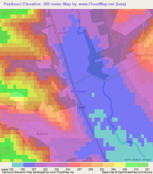 Pasikovci,Croatia Elevation Map