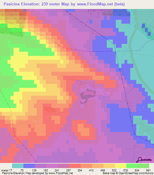 Pasicina,Croatia Elevation Map