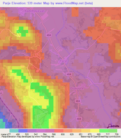 Parje,Slovenia Elevation Map