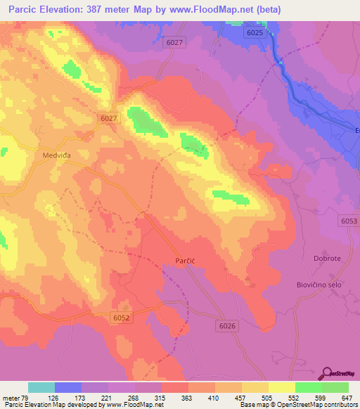 Parcic,Croatia Elevation Map