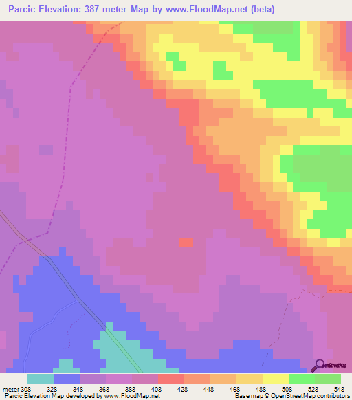 Parcic,Croatia Elevation Map