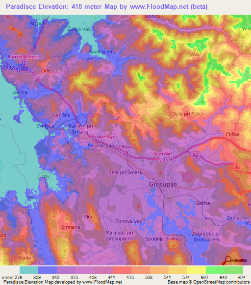 Paradisce,Slovenia Elevation Map