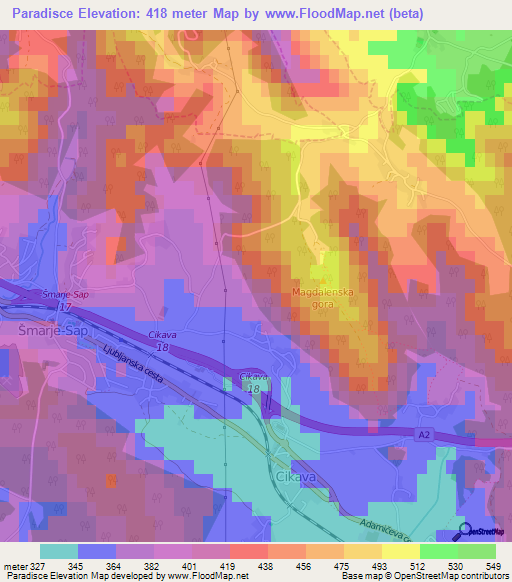 Paradisce,Slovenia Elevation Map