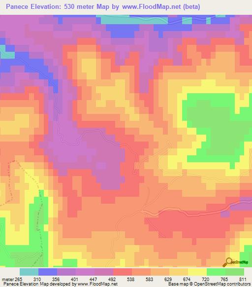 Panece,Slovenia Elevation Map