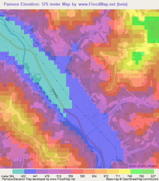 Pamece,Slovenia Elevation Map