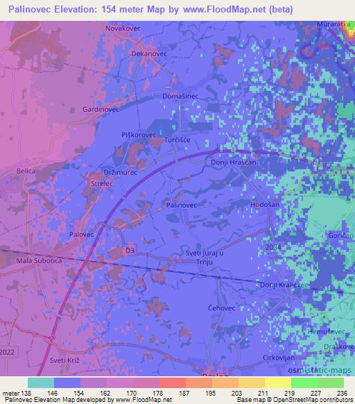 Palinovec,Croatia Elevation Map