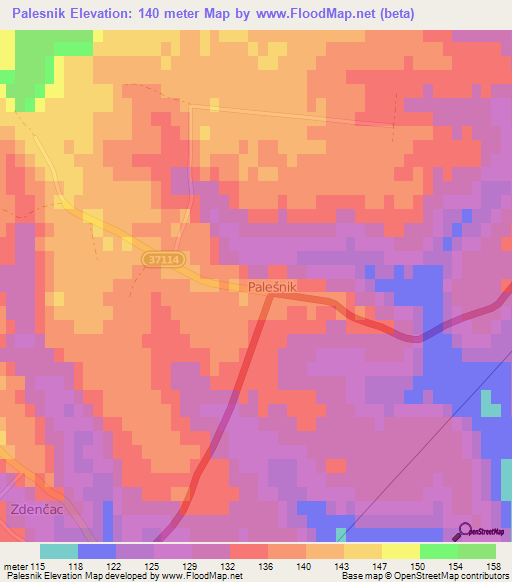 Palesnik,Croatia Elevation Map