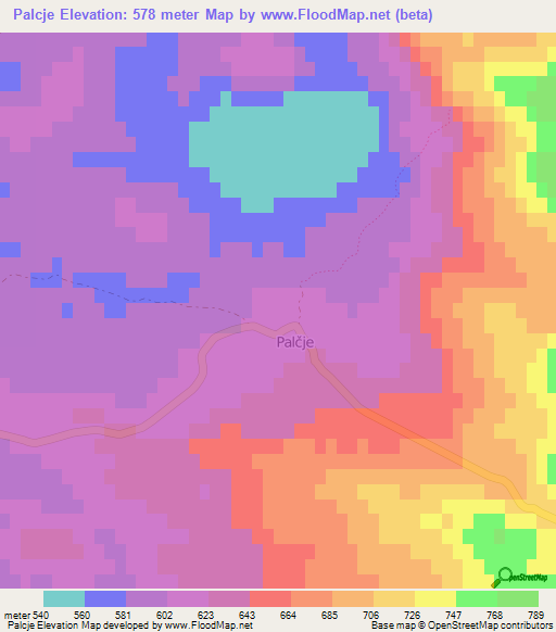 Palcje,Slovenia Elevation Map