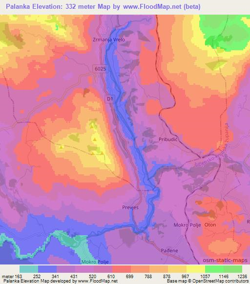 Palanka,Croatia Elevation Map