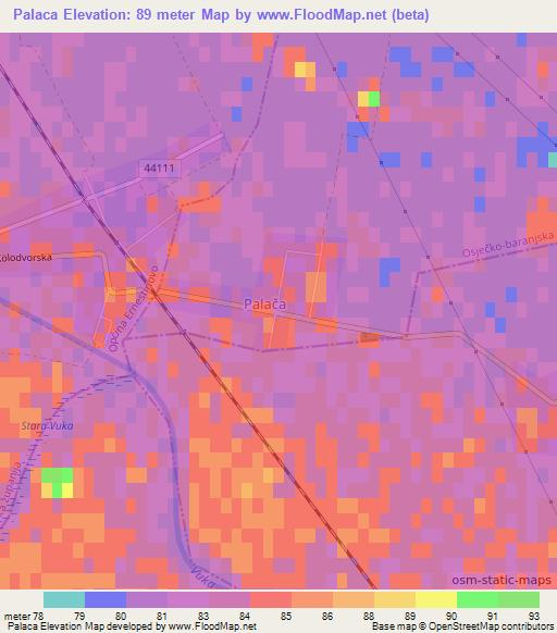 Palaca,Croatia Elevation Map