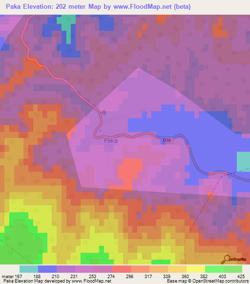 Paka,Croatia Elevation Map