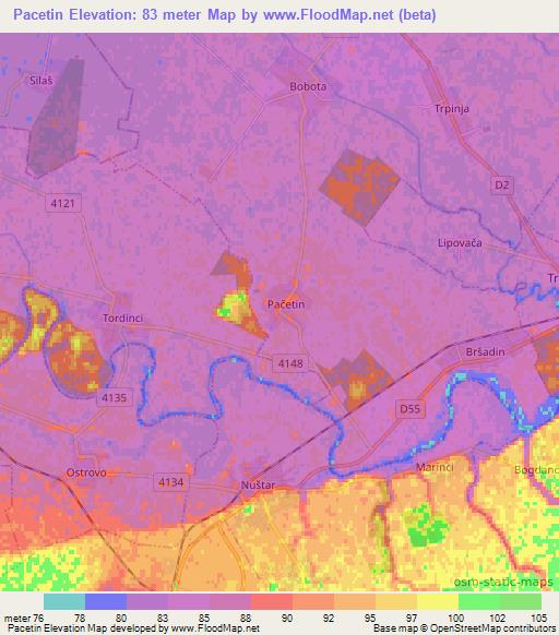 Pacetin,Croatia Elevation Map