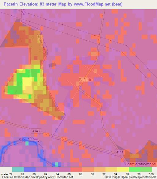 Pacetin,Croatia Elevation Map