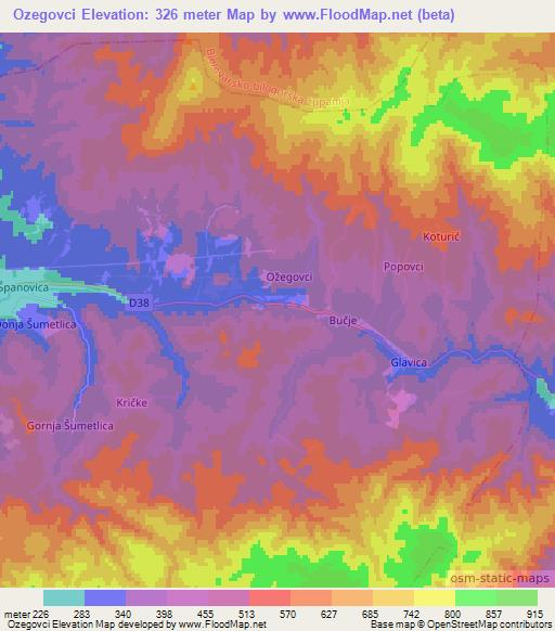 Ozegovci,Croatia Elevation Map