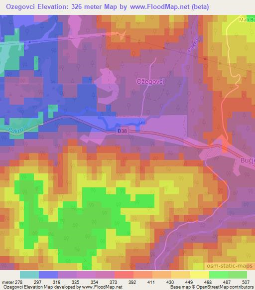 Ozegovci,Croatia Elevation Map