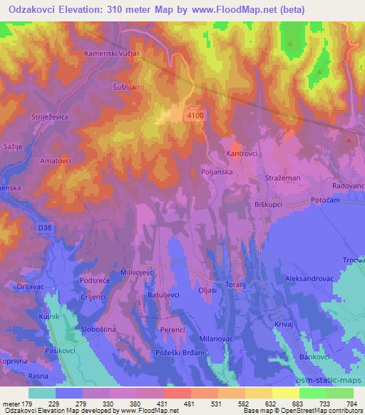 Odzakovci,Croatia Elevation Map