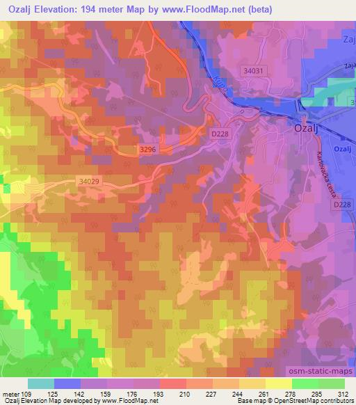 Ozalj,Croatia Elevation Map