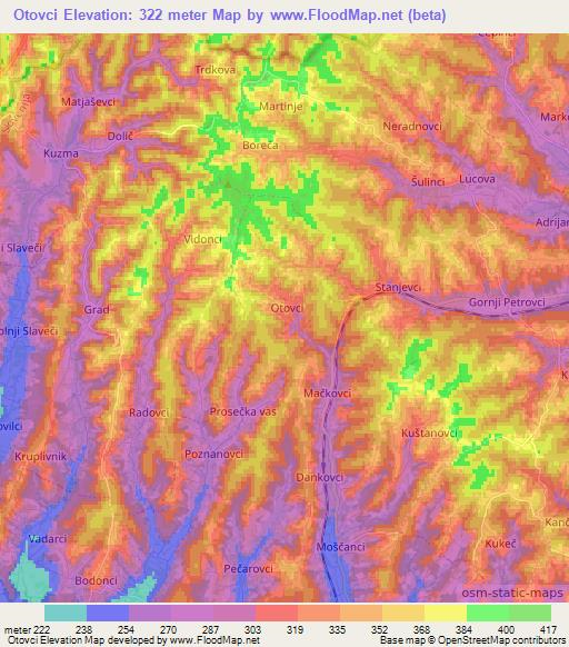 Otovci,Slovenia Elevation Map