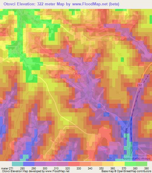 Otovci,Slovenia Elevation Map