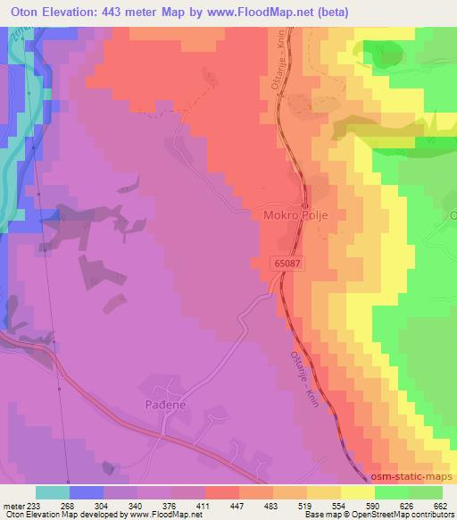 Oton,Croatia Elevation Map