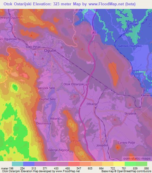 Otok Ostarijski,Croatia Elevation Map