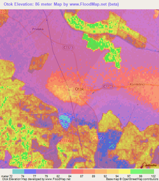 Otok,Croatia Elevation Map